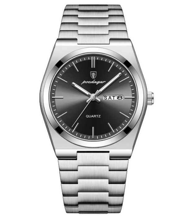 Men's Classic Watch – Teal Dial & Silver Metal Bracelet
