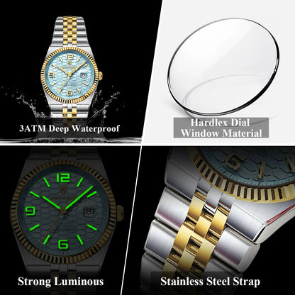 Men's Luxury Watch – Blue Dial and Two-Tone Metal Bracelet