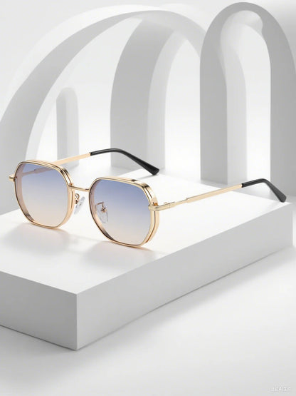 Men's Round Sunglasses – Black Lens & Gold Metal Frame