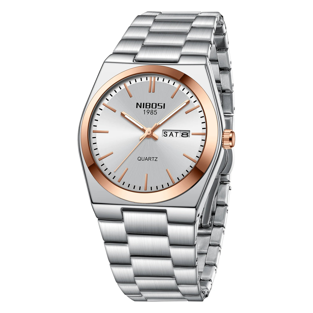 NIBOSI Mens Watches Analog Quartz Watch with Week-Date Waterproof Stainless Steel Strap Men's Wrist Watches Classic Minimalist