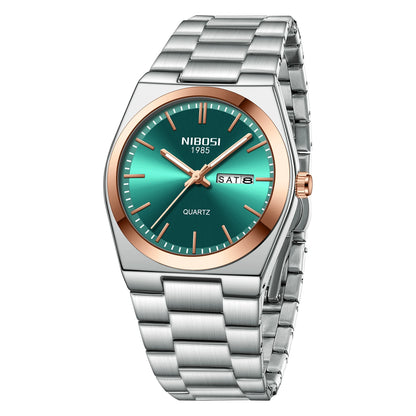 NIBOSI Mens Watches Analog Quartz Watch with Week-Date Waterproof Stainless Steel Strap Men's Wrist Watches Classic Minimalist