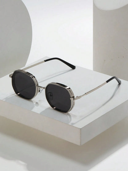 Men's Round Sunglasses – Black Lens & Gold Metal Frame