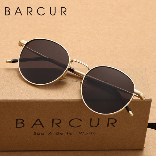 Men's Round Sunglasses – Brown Lens & Gold Frame