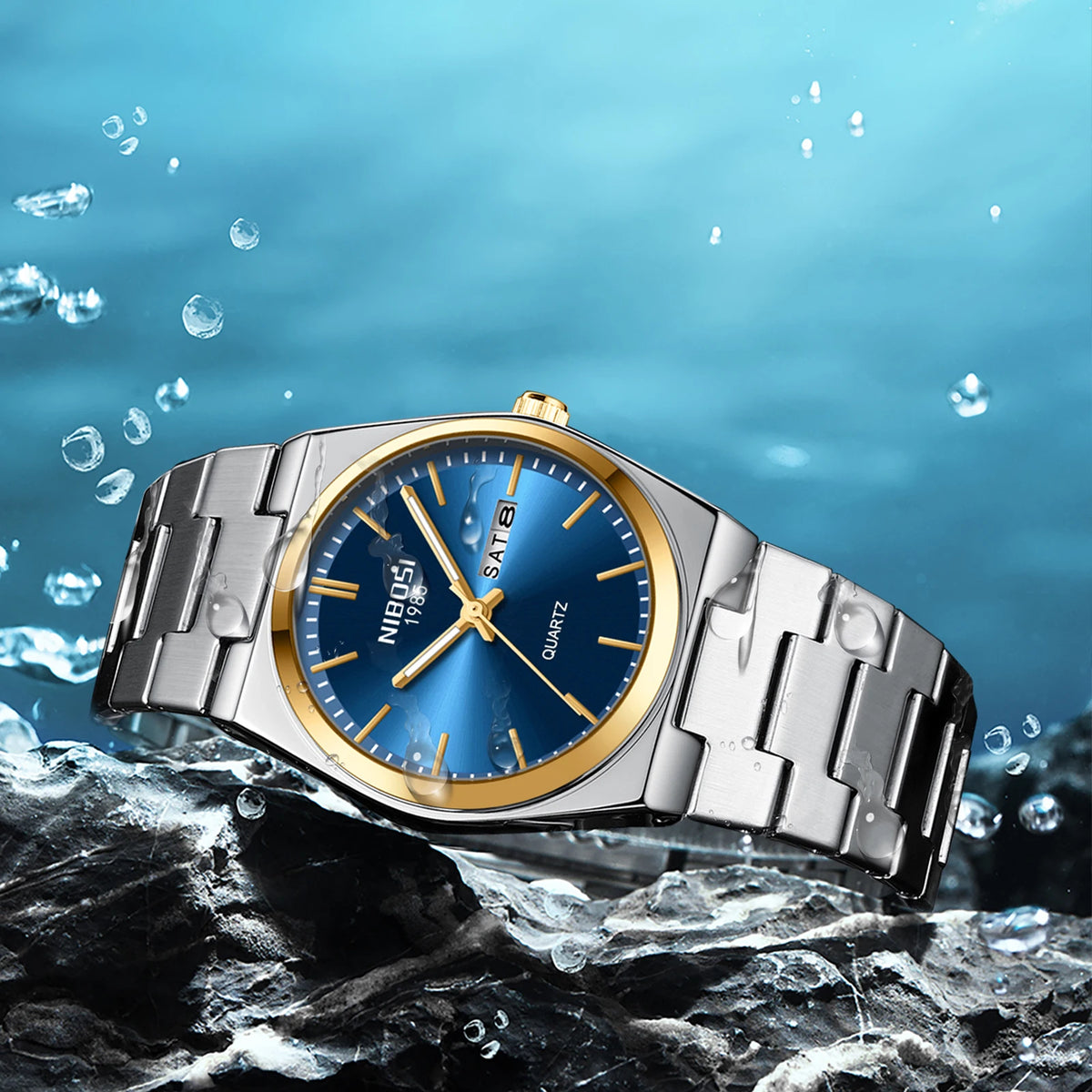 NIBOSI Mens Watches Analog Quartz Watch with Week-Date Waterproof Stainless Steel Strap Men's Wrist Watches Classic Minimalist