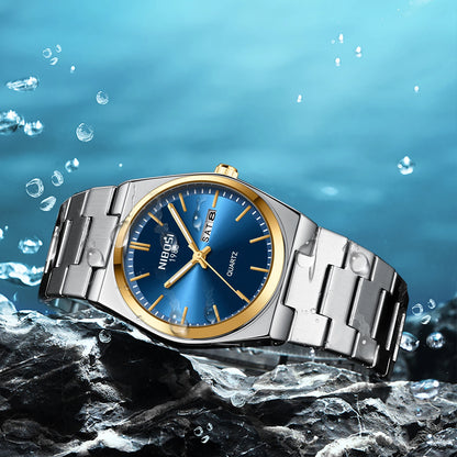NIBOSI Mens Watches Analog Quartz Watch with Week-Date Waterproof Stainless Steel Strap Men's Wrist Watches Classic Minimalist