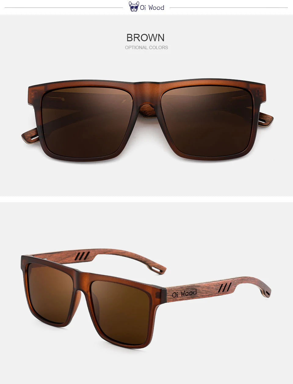Men's Square Sunglasses – Green Frame & Brown Lens