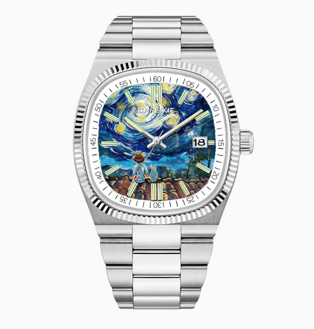 Personalized Cartoon Animation Quartz Men Watch Creative Oil Painting Dial Top Casual Steel Top Men Watch AAA Male Clock Relogio
