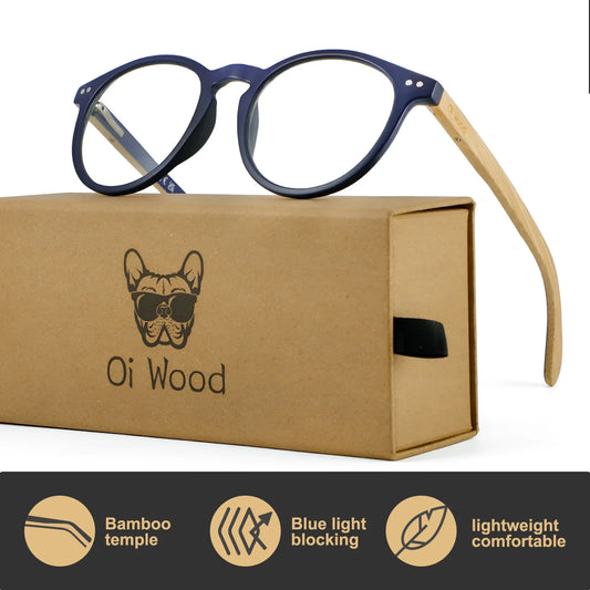 Bamboo Wood Reading Glasses for Men and Women Retro Round Anti Blue Light Presbyopia Glasses 0 +100 +150 +250