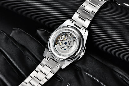 Men's Chronograph Watch – Black Dial & Metal Bracelet
