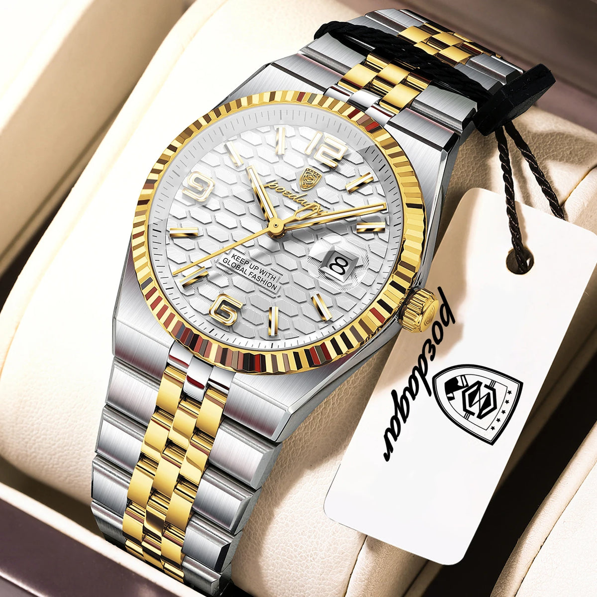 Men's Luxury Watch – Blue Dial and Two-Tone Metal Bracelet