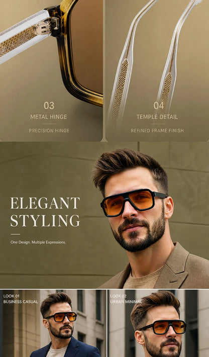 Men's Square Sunglasses – Brown Lens & Black Frame