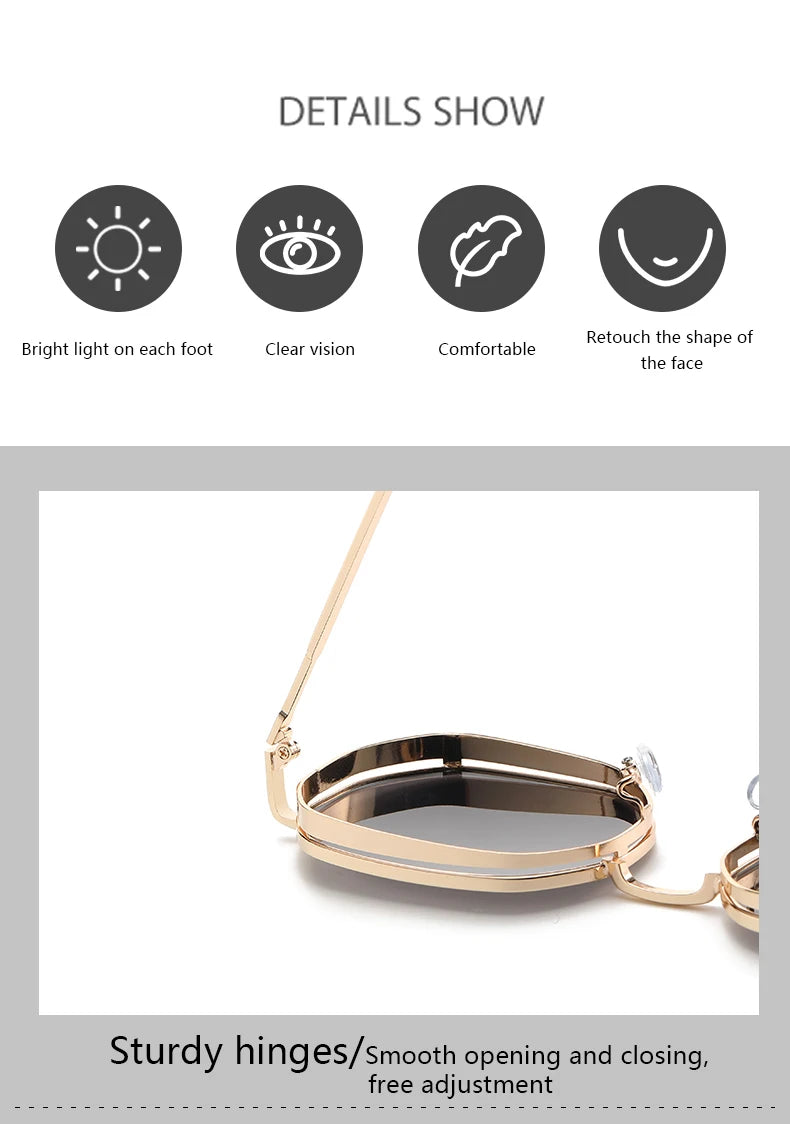 Men's Round Sunglasses – Black Lens & Gold Metal Frame