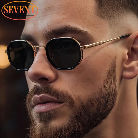 Vintage Steampunk Square Sunglasses Men 2026 Luxury Brand Retro Metal Polygon Outdoor Sun Glasses Trendy Octagon Punk Shades