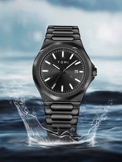 TOMI Luxury Business Men's Watch Gift Box Set High Quality Rose Gold Case Simple and Versatile Quartz Watch Relogio Masculino
