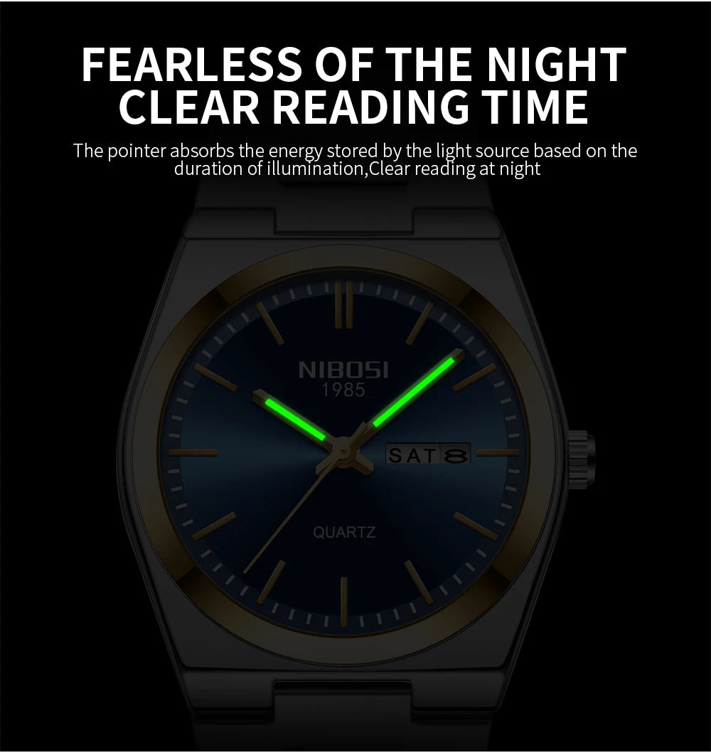 NIBOSI Mens Watches Analog Quartz Watch with Week-Date Waterproof Stainless Steel Strap Men's Wrist Watches Classic Minimalist