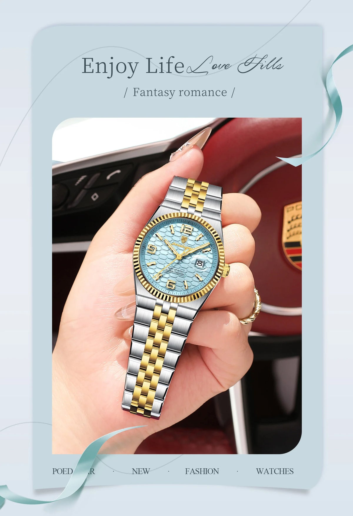Men's Luxury Watch – Blue Dial and Two-Tone Metal Bracelet