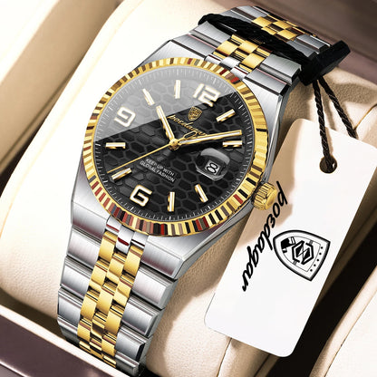 Men's Luxury Watch – Blue Dial and Two-Tone Metal Bracelet