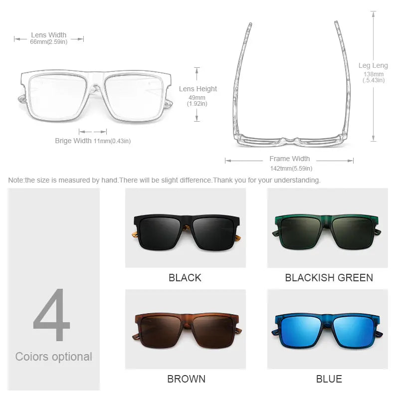 Men's Square Sunglasses – Green Frame & Brown Lens