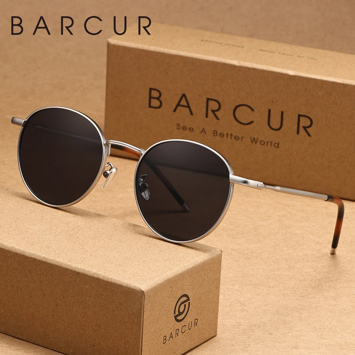 Men's Round Sunglasses – Brown Lens & Gold Frame
