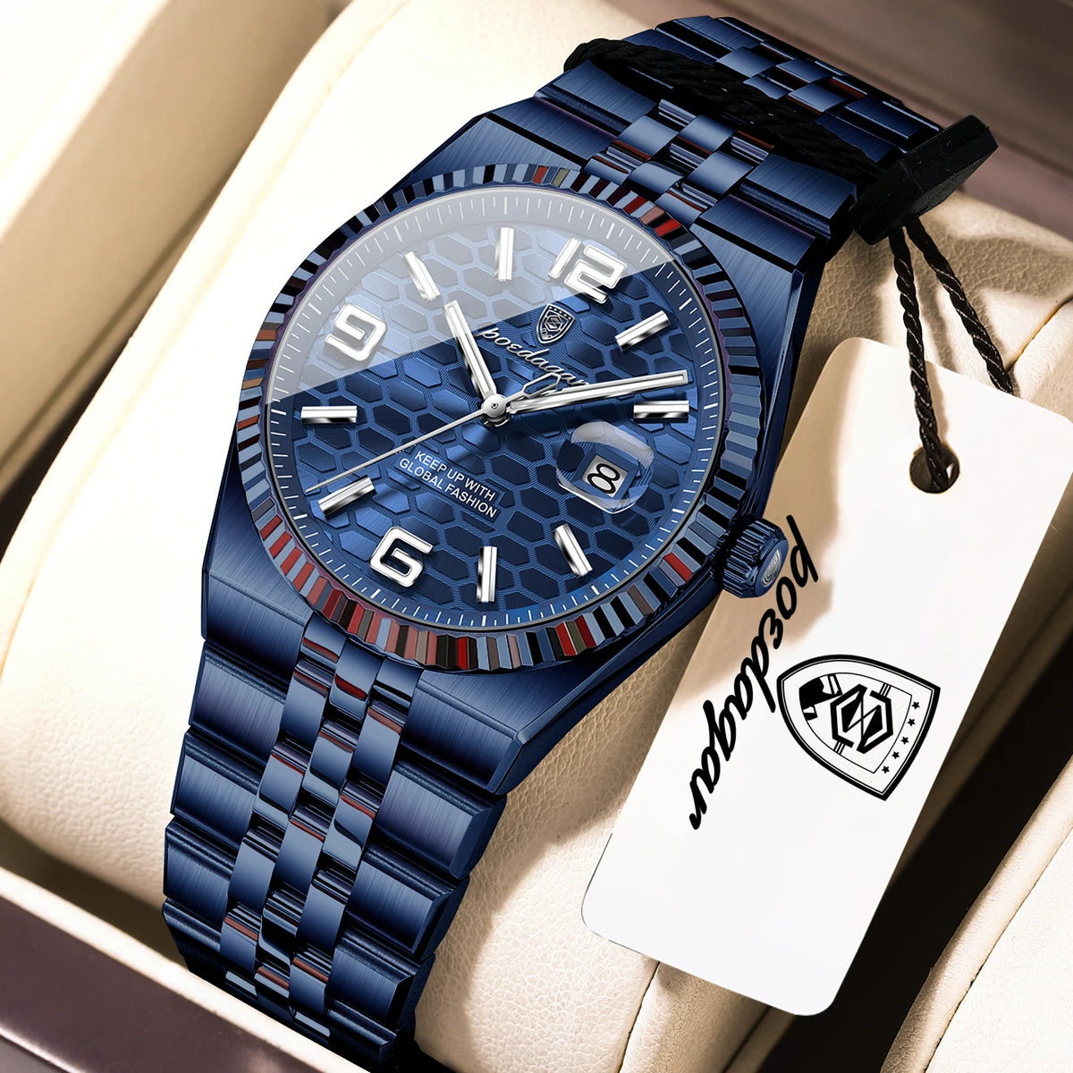Men's Luxury Watch – Blue Dial and Two-Tone Metal Bracelet