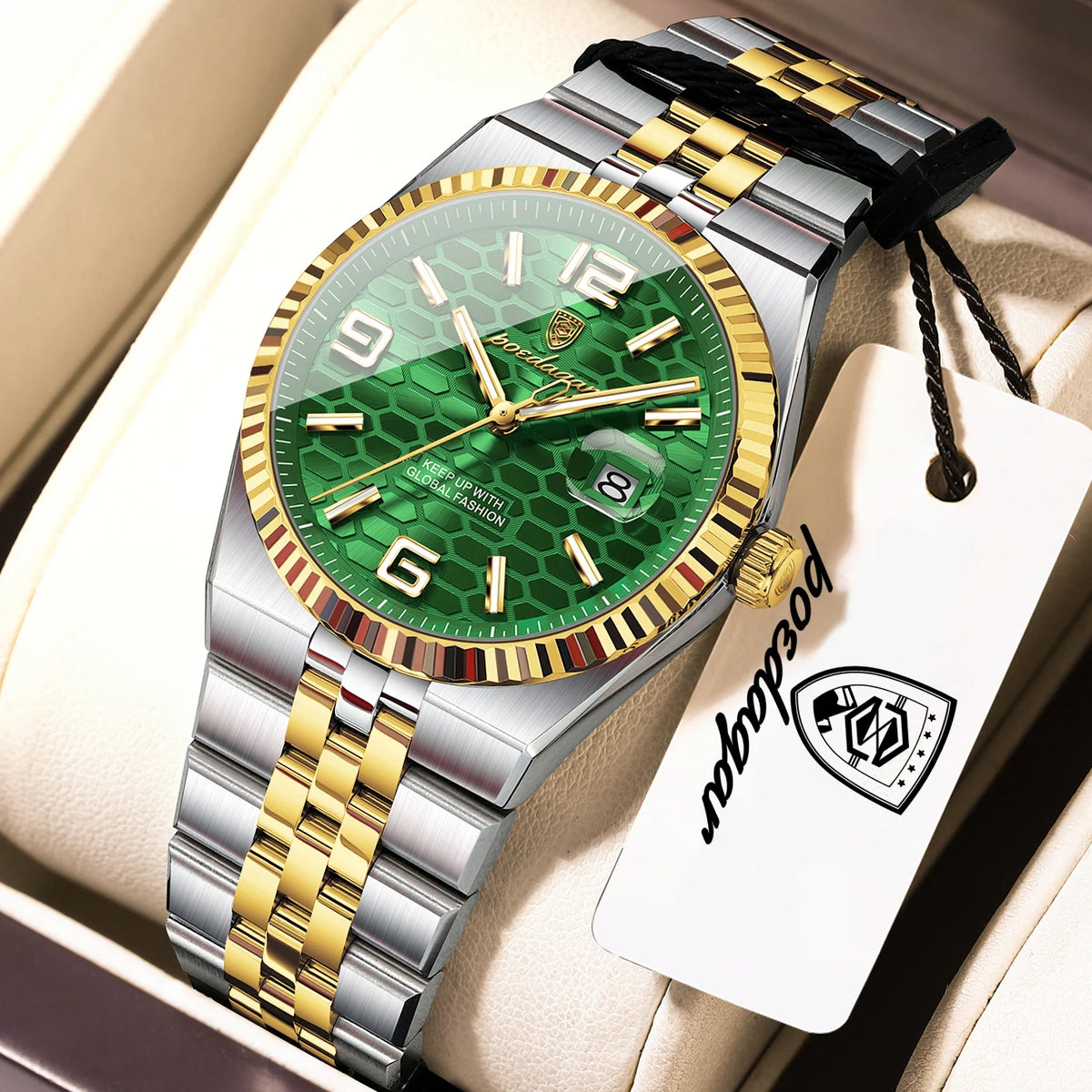 Men's Luxury Watch – Blue Dial and Two-Tone Metal Bracelet