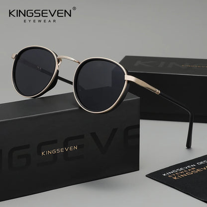 KINGSEVEN Original Causal Round Frame Sunglasses Men Polarized UV400 Eyewear Luxury Retro Fashion Women Driving Fishing Glasses