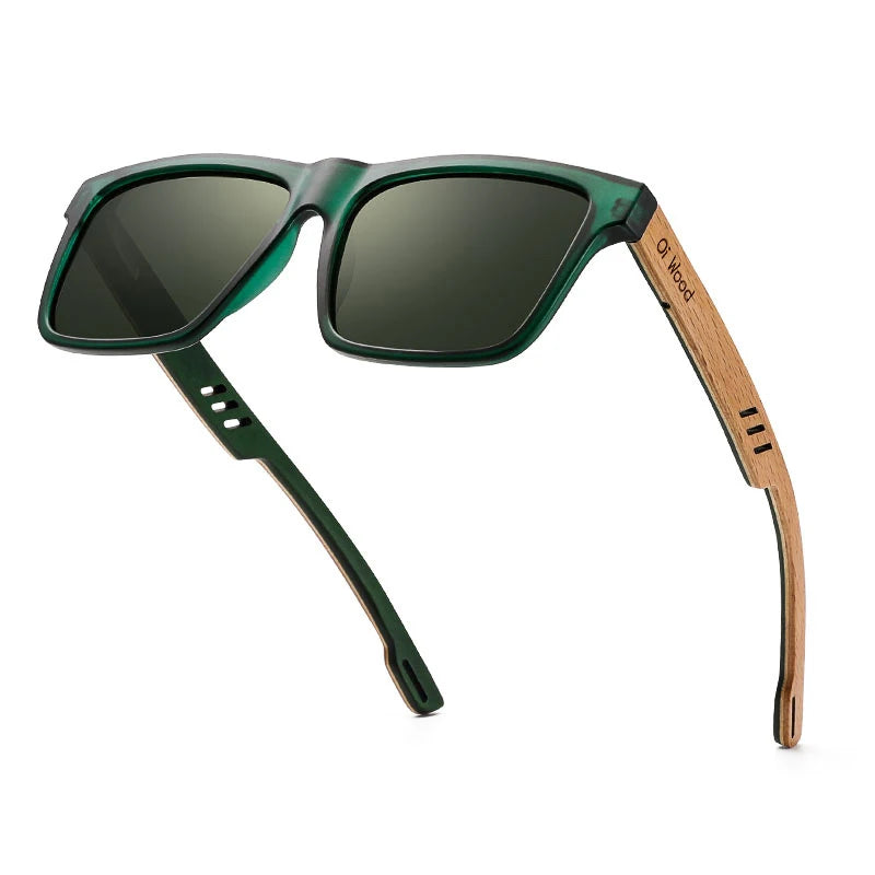 Men's Square Sunglasses – Green Frame & Brown Lens
