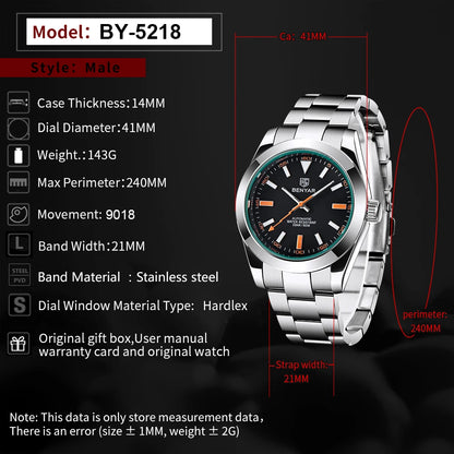 Men's Chronograph Watch – Black Dial & Metal Bracelet