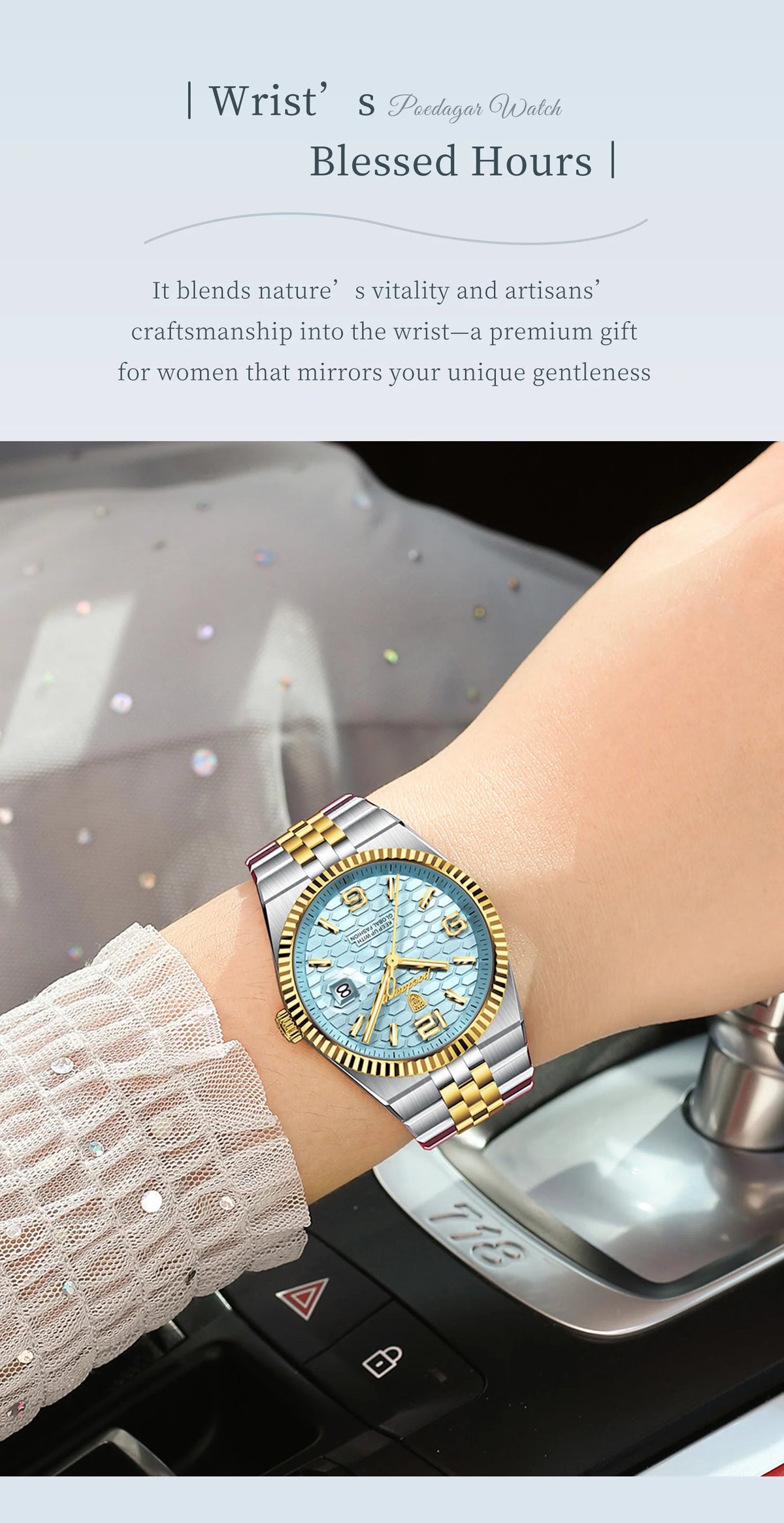 Men's Luxury Watch – Blue Dial and Two-Tone Metal Bracelet