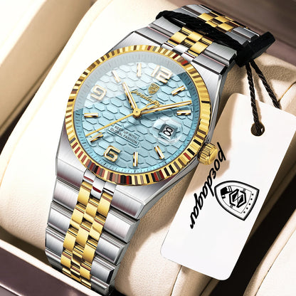 Men's Luxury Watch – Blue Dial and Two-Tone Metal Bracelet