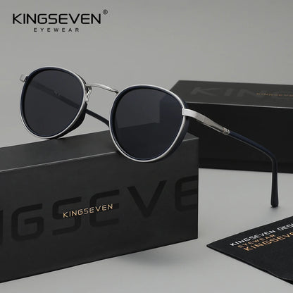 KINGSEVEN Original Causal Round Frame Sunglasses Men Polarized UV400 Eyewear Luxury Retro Fashion Women Driving Fishing Glasses