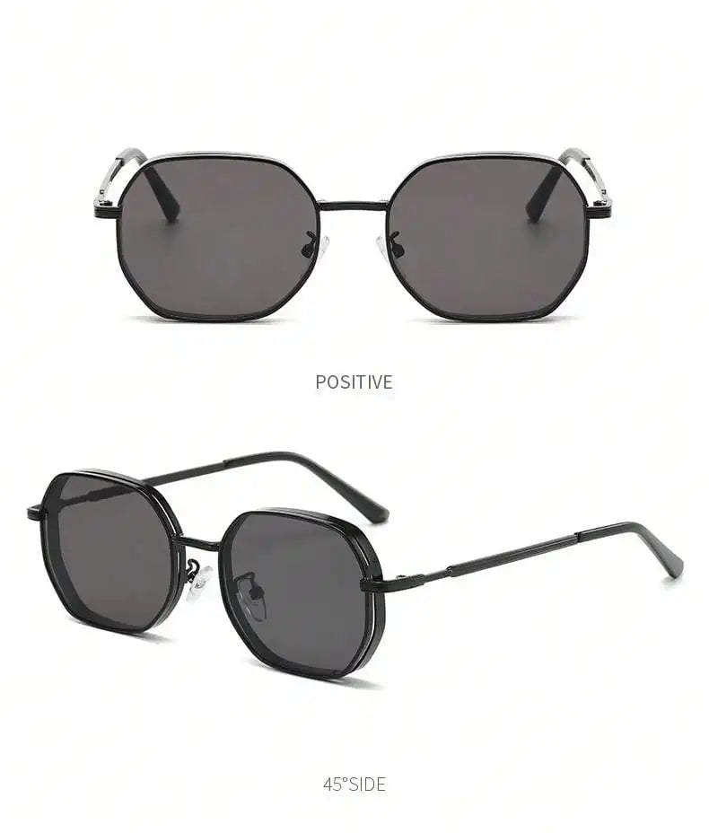 Men's Round Sunglasses – Black Lens & Gold Metal Frame