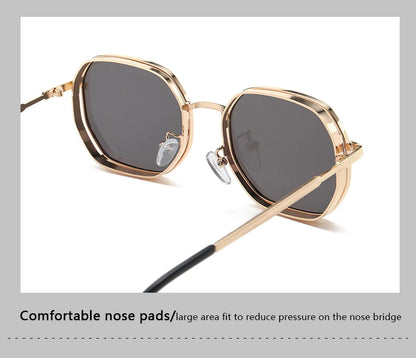 Men's Round Sunglasses – Black Lens & Gold Metal Frame