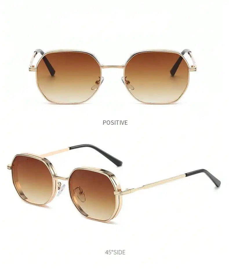 Men's Round Sunglasses – Black Lens & Gold Metal Frame