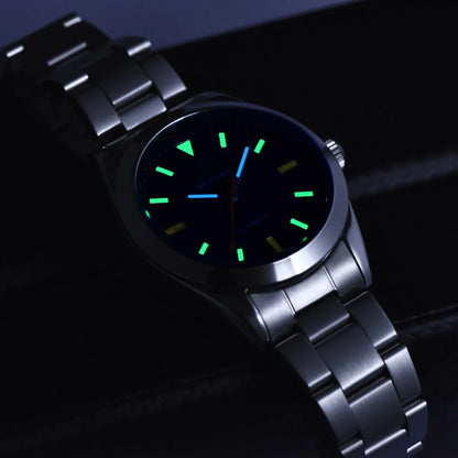Men's Chronograph Watch – Black Dial & Metal Bracelet