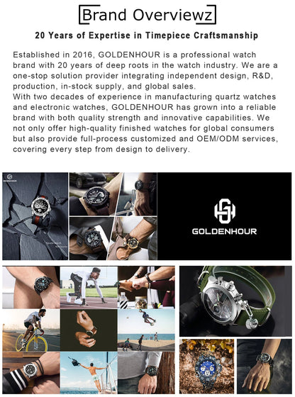 Men's Chronograph Watch – Green Strap & Black Dial