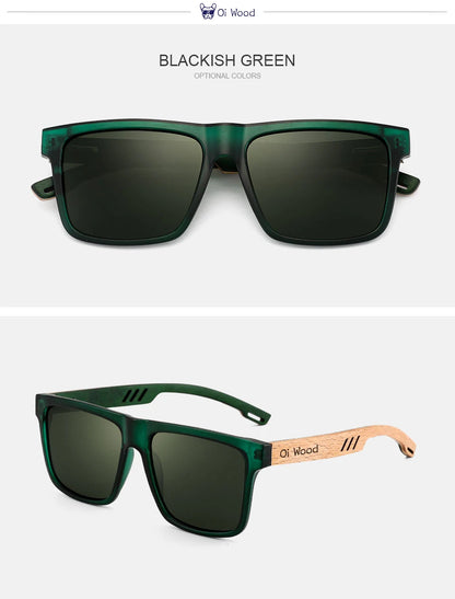 Men's Square Sunglasses – Green Frame & Brown Lens