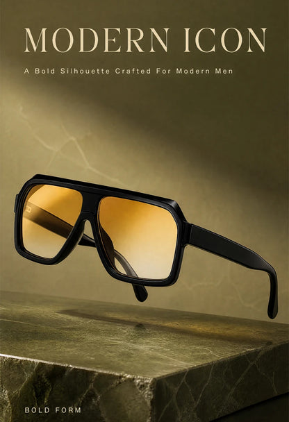 Men's Square Sunglasses – Brown Lens & Black Frame