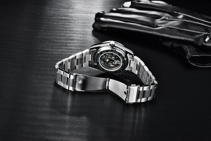 Men's Chronograph Watch – Black Dial & Metal Bracelet
