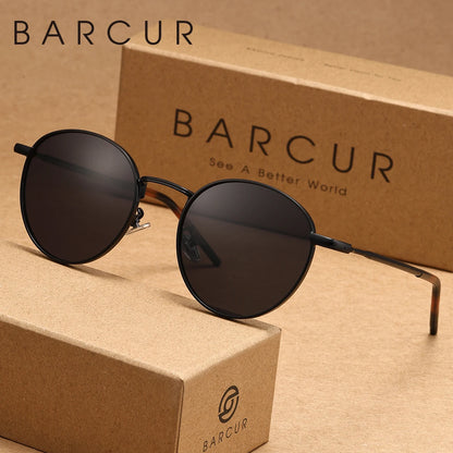 Men's Round Sunglasses – Brown Lens & Gold Frame
