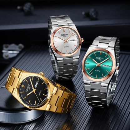 NIBOSI Mens Watches Analog Quartz Watch with Week-Date Waterproof Stainless Steel Strap Men's Wrist Watches Classic Minimalist