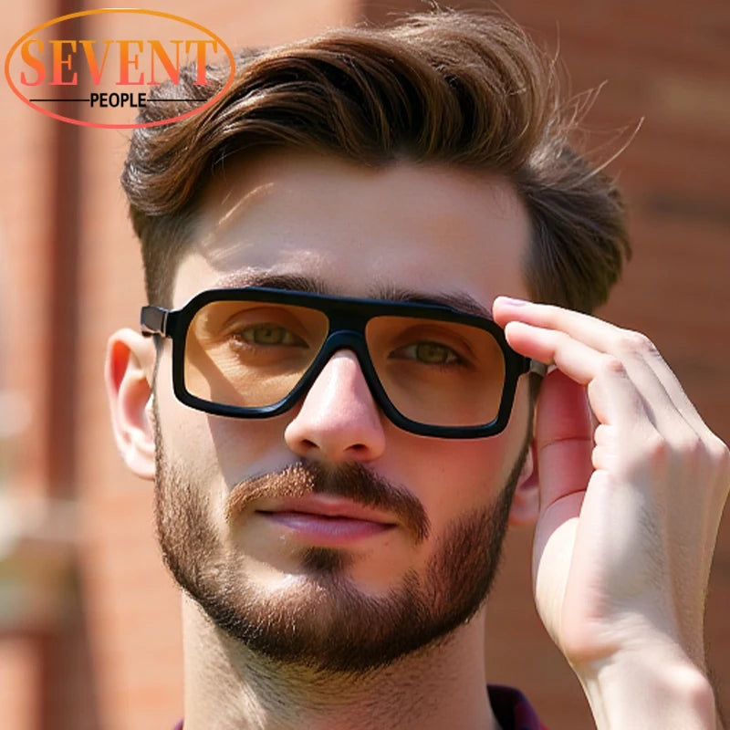 Men's Square Sunglasses – Brown Lens & Black Frame