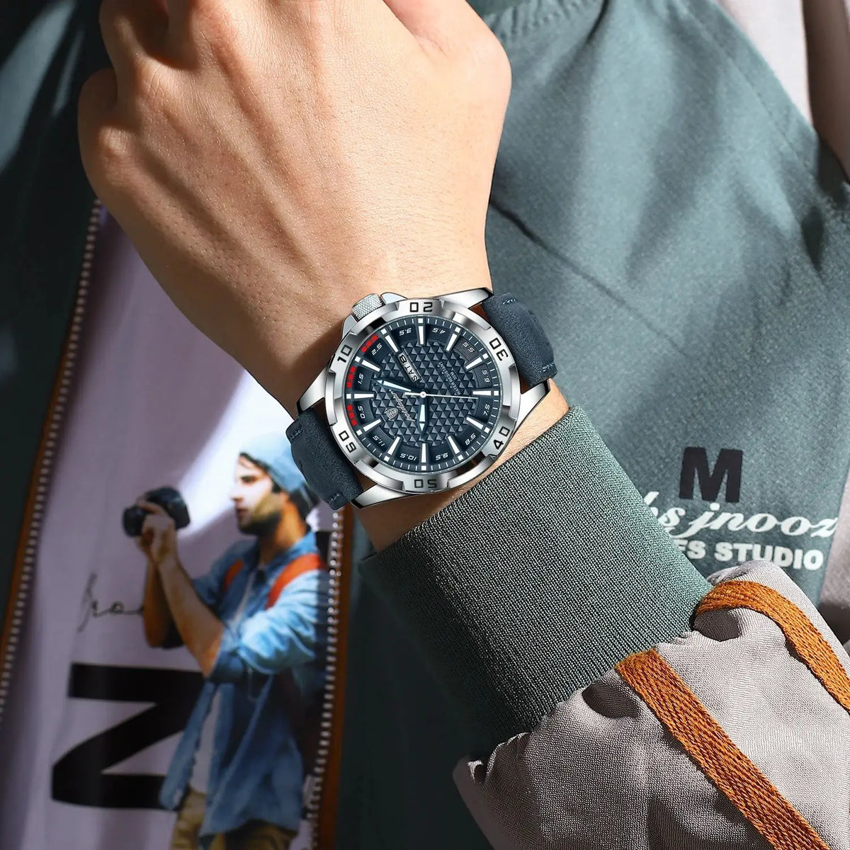 POEDAGAR Original Man Wristwatch Top Luxury Waterproof Luminous Date Week Watch For Men Quartz Sport Leather Men's Watches Reloj