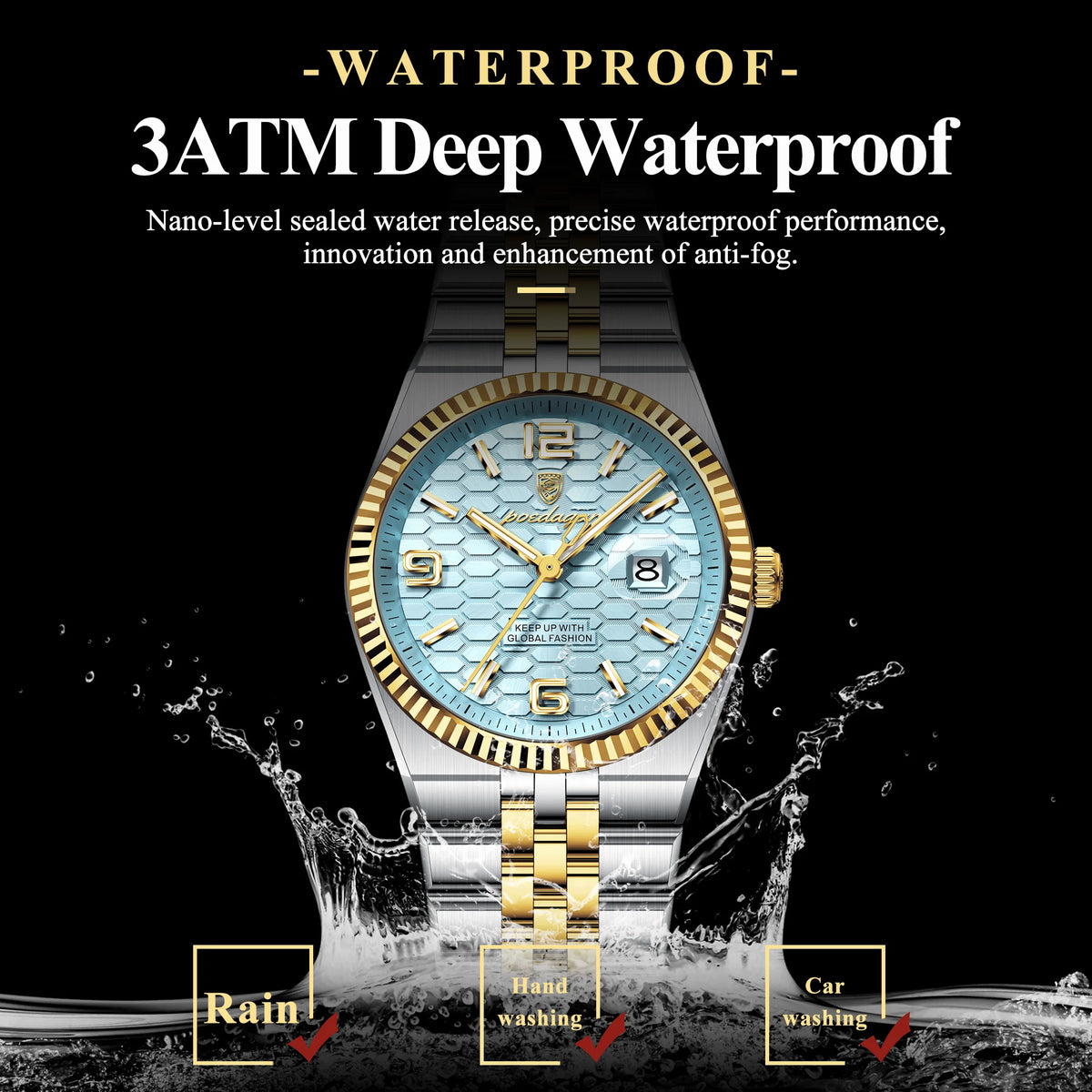 Men's Luxury Watch – Blue Dial and Two-Tone Metal Bracelet