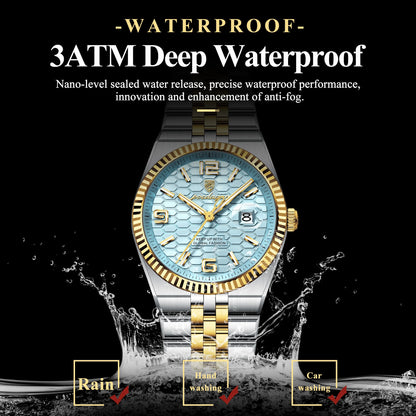 Men's Luxury Watch – Blue Dial and Two-Tone Metal Bracelet