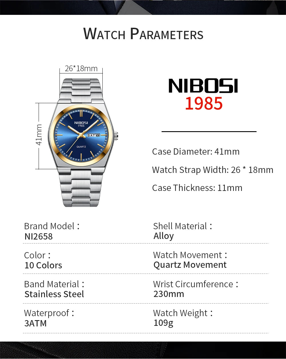 NIBOSI Mens Watches Analog Quartz Watch with Week-Date Waterproof Stainless Steel Strap Men's Wrist Watches Classic Minimalist