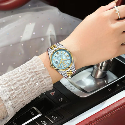 Men's Luxury Watch – Blue Dial and Two-Tone Metal Bracelet