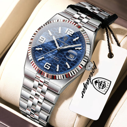 Men's Luxury Watch – Blue Dial and Two-Tone Metal Bracelet