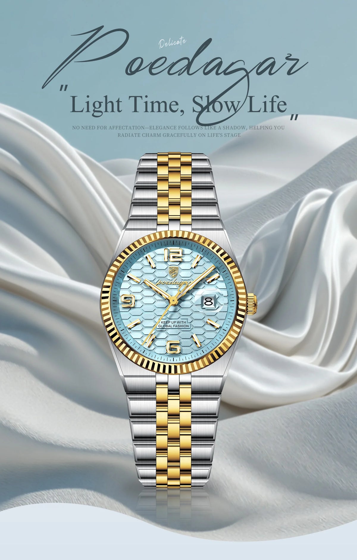 Men's Luxury Watch – Blue Dial and Two-Tone Metal Bracelet