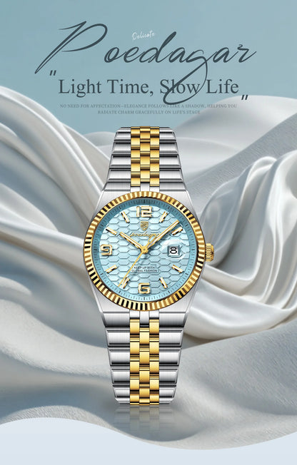 Men's Luxury Watch – Blue Dial and Two-Tone Metal Bracelet